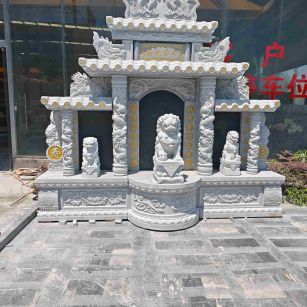 大庆芝麻白中国黑石材套墓 花岗岩墓碑